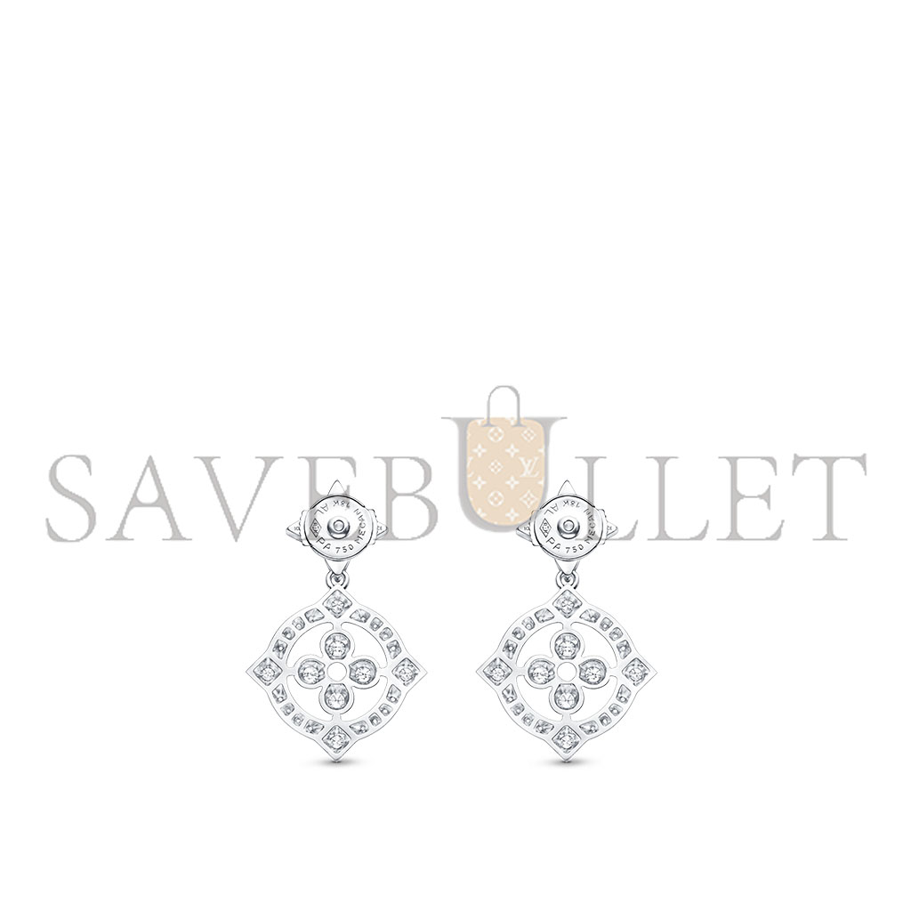 LOUIS VUITTON DENTELLE WHITE GOLD DIAMOND EARRINGS Q96760